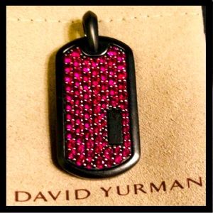 David Yurman Red Ruby Titanium Dog Tag Pendant